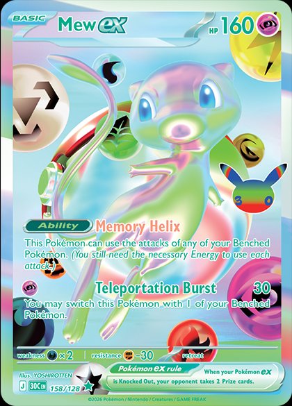 30th Celebration Mew ex Futuristic Rare 卡 158/128