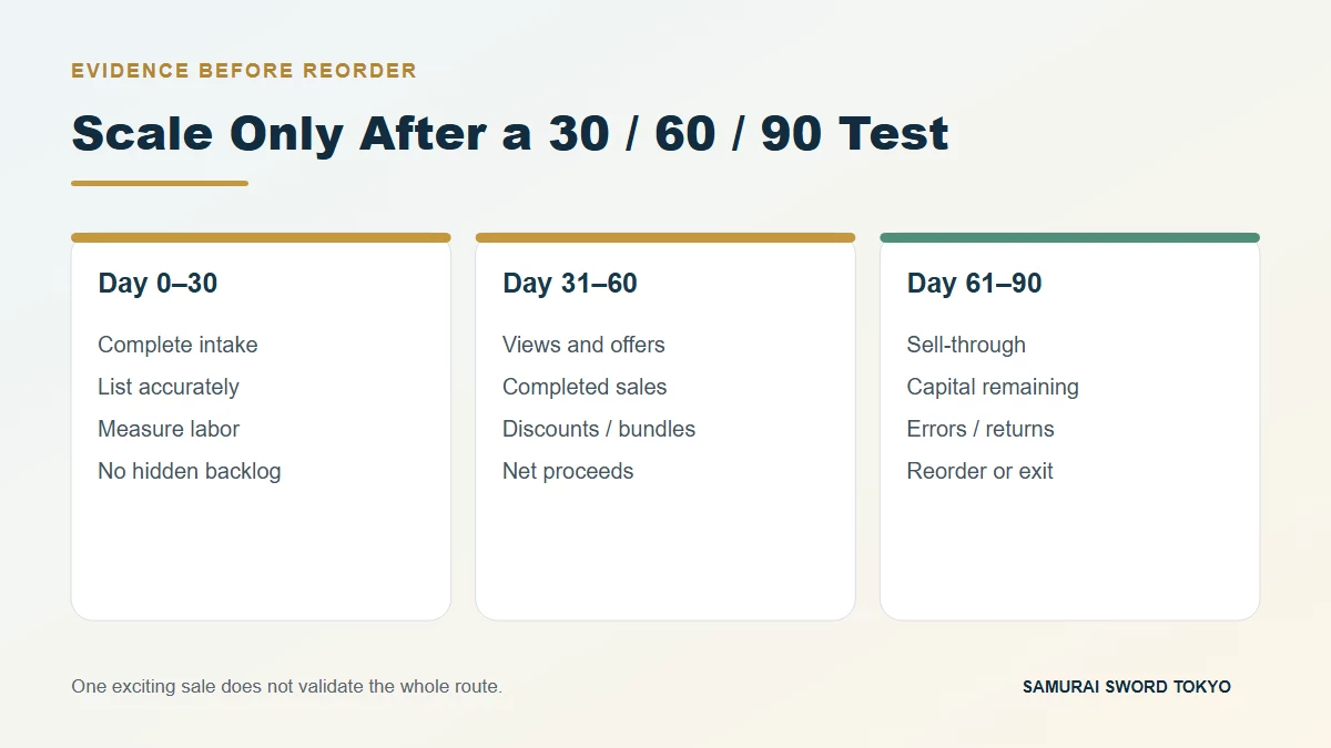 30 60 90 day reseller test plan for bulk singles and sealed Pokemon inventory