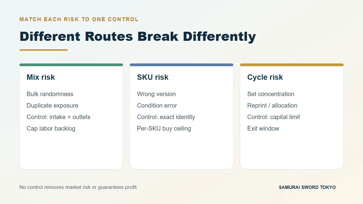 Risk control matrix for random bulk exact singles and sealed Pokemon products