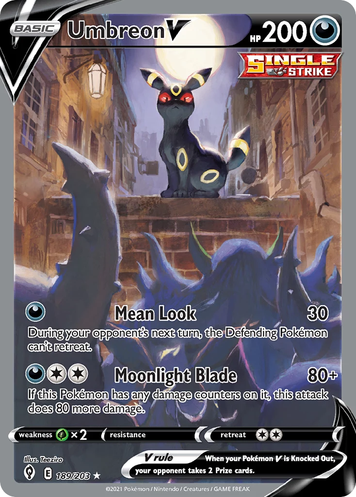 Umbreon V alternate art special full art card, S6a Eevee Heroes 085/069