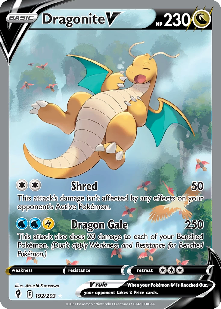 Carta alternate-art di Dragonite V, Evolving Skies inglese 192/203
