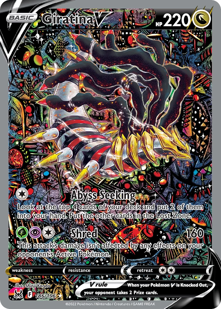 Giratina V alt art, EN Lost Origin 186/196, illustrata da Shinji Kanda