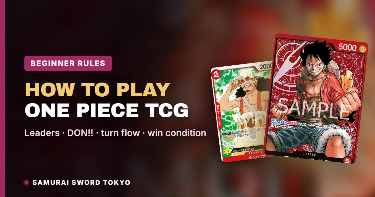 Panduan aturan pemula tentang cara bermain One Piece Card Game dengan kartu Leader, Karakter, Event, dan Stage