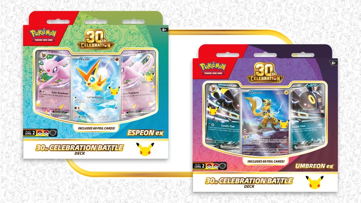 Pokemon TCG 30th Celebration Battle Deck Espeon ex 与 Umbreon ex 官方商品照片