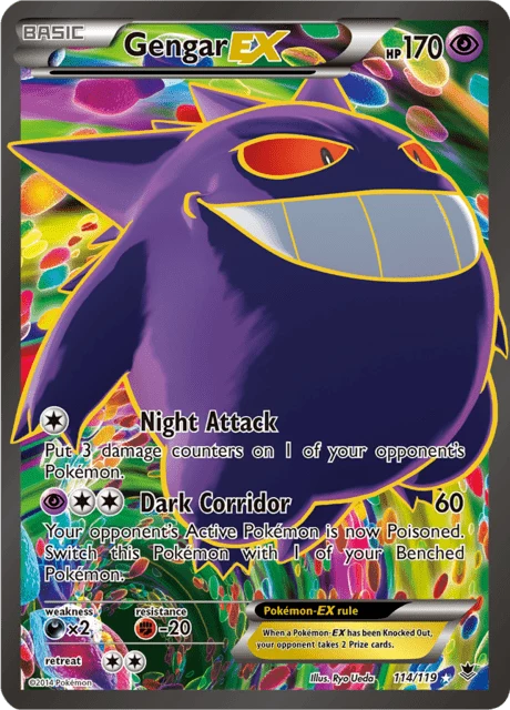 Gengar-EX 114/119, Phantom Forces, Ultra Rare English Pokemon card
