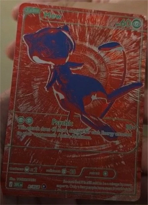 Leaked red version of RGB Mew secret rare card from Pokemon 30th Celebration, unverified