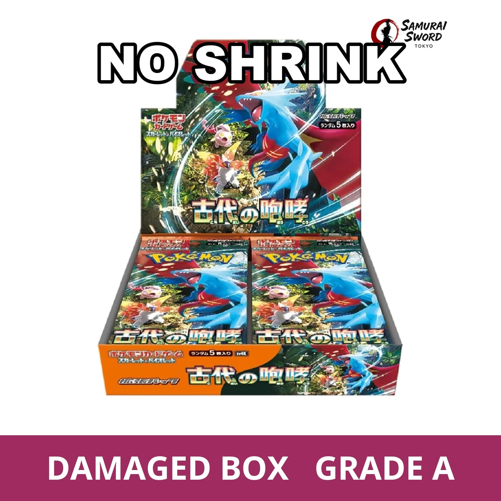 【No Shrink】SV4K-Ancient Roar Japanese Pokemon Booster Box - Damaged Box - regular product image with Damaged Box Grade A label