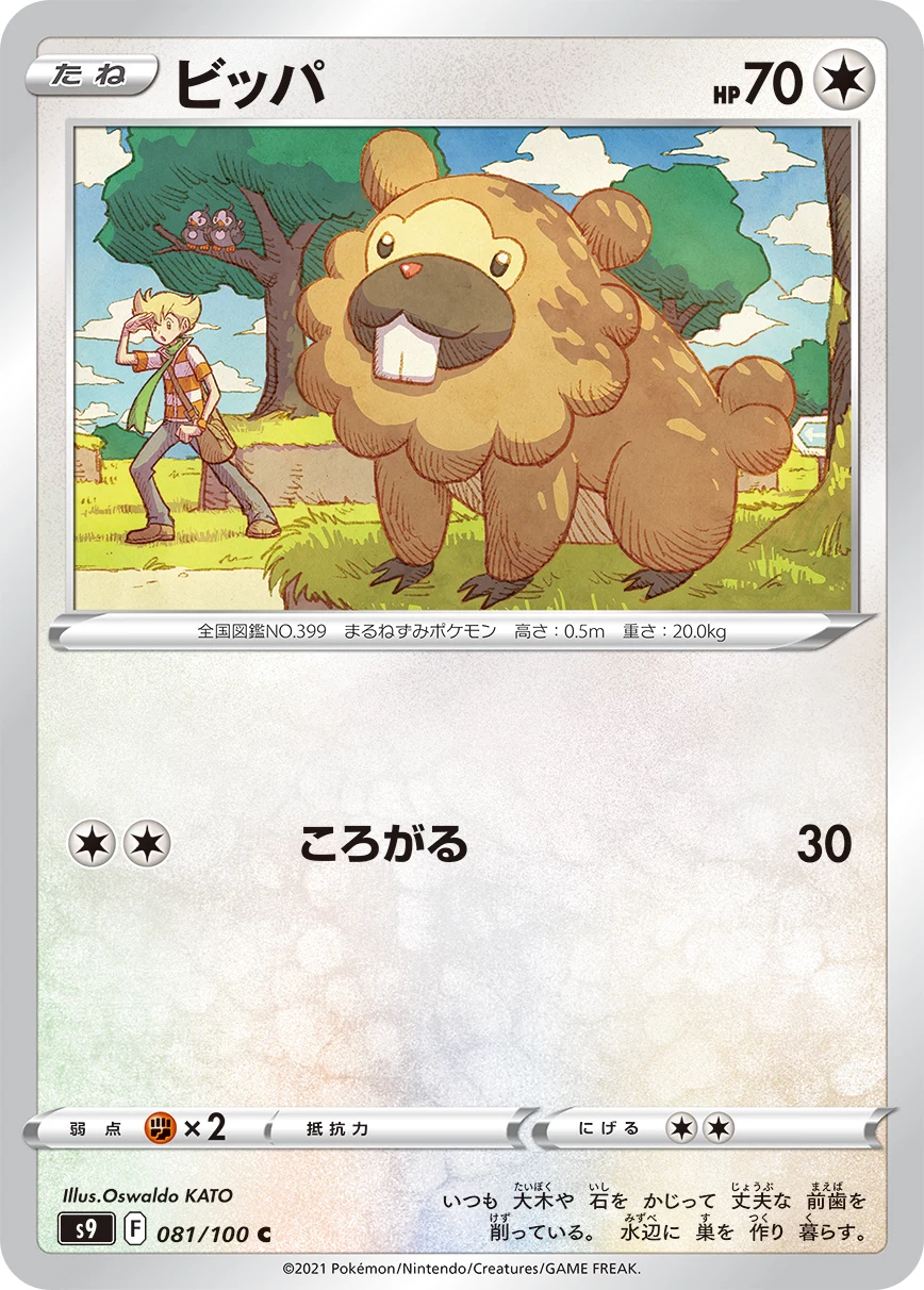 Bidoof 081/100 C, S9, geïllustreerd door Oswaldo KATO
