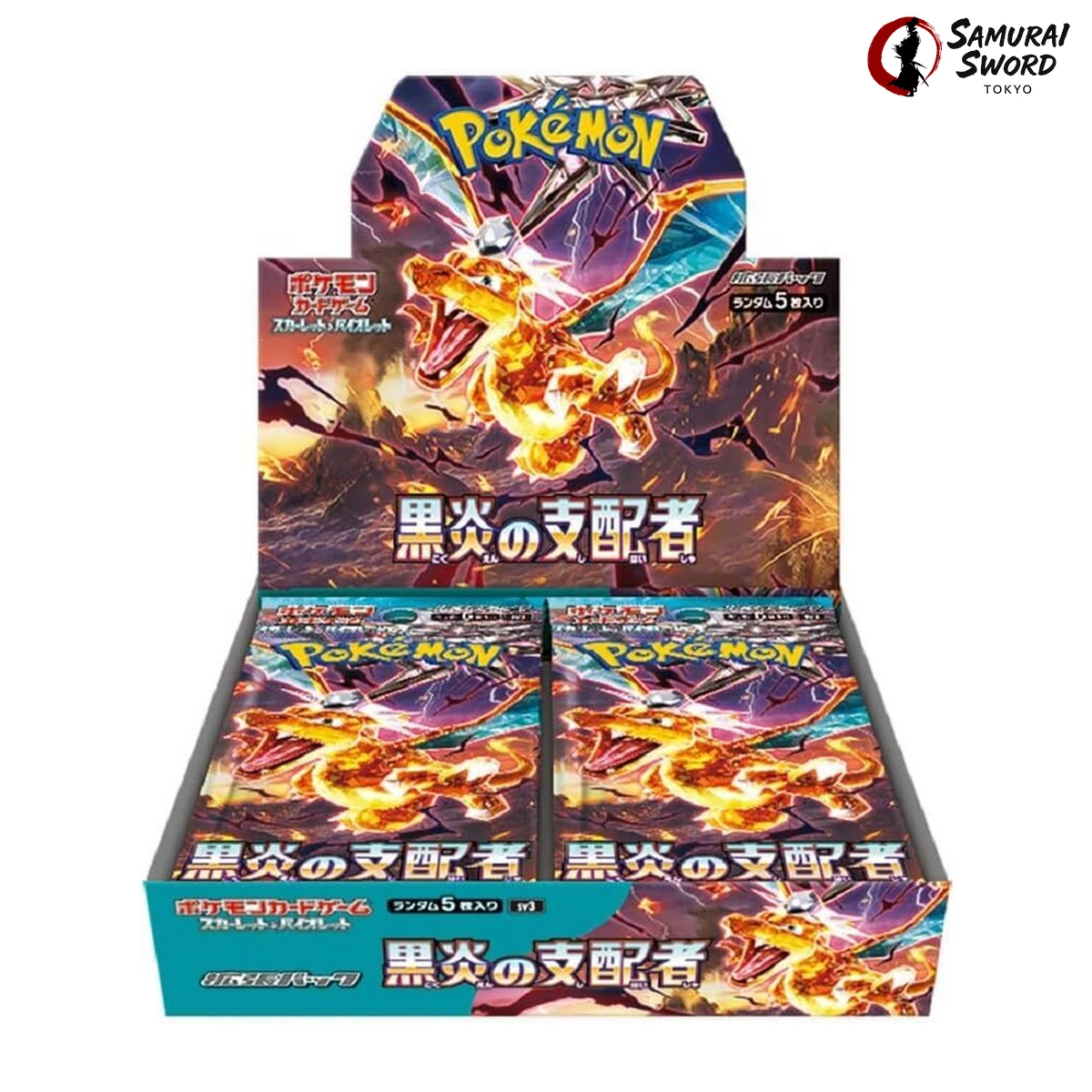 SV3 Ruler of the Black Flame japanische Pokémon-Boosterbox, gelistet auf samuraiswordtokyo.com