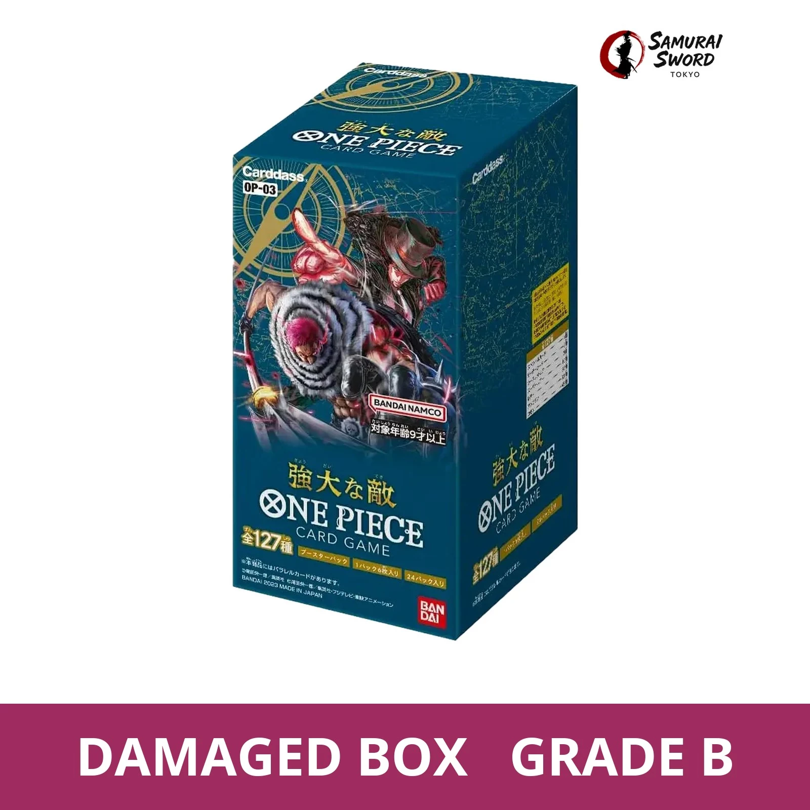 OP-03 Pillars of Strength Japanese One Piece Booster Box - Damaged Box (Grade B) - regular product image with Damaged Box Grade B label