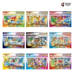 30th CELEBRATION Card Set All 9 Types: the nine sealed card set packages from Bulbasaur to Sprigatito, Japanese Pokemon Card, Samurai Sword Tokyo