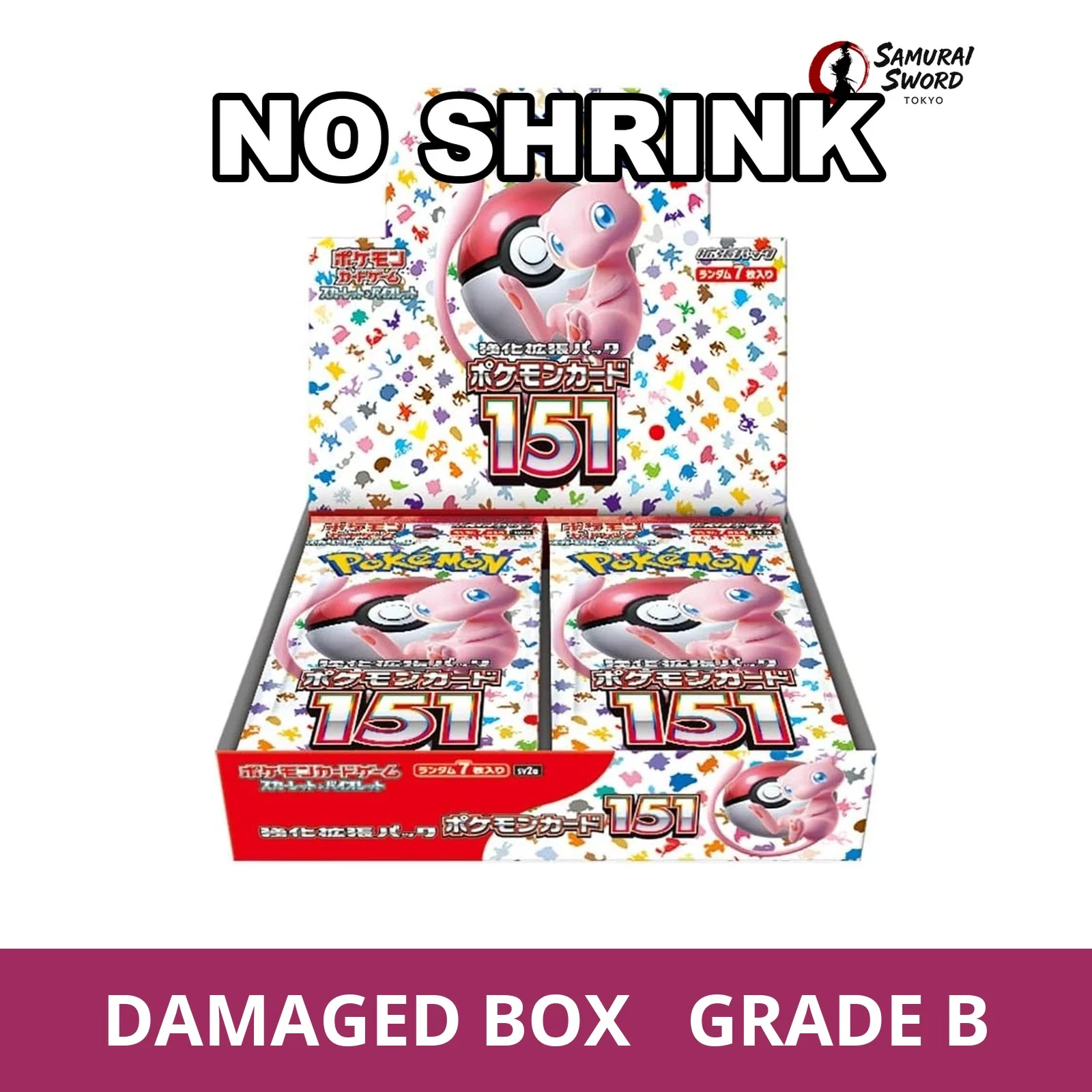 【No Shrink】SV2A-Pokemon 151 Japanese Pokemon Booster Box - Damaged Box (Grade B) - regular product image with Damaged Box Grade B label