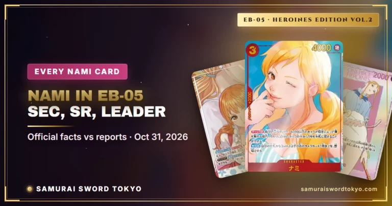 Nami Cards in One Piece EB-05: SEC, SR, Leader and Heroines SP