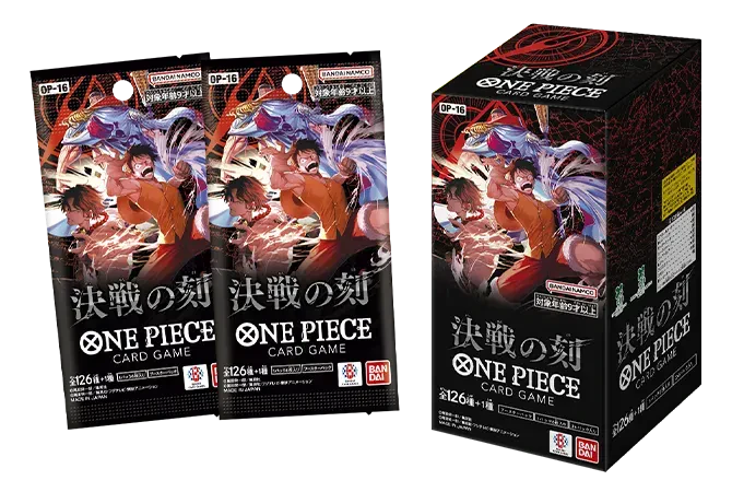 Official Japanese OP-16 product feature image showing the Kessen no Toki booster