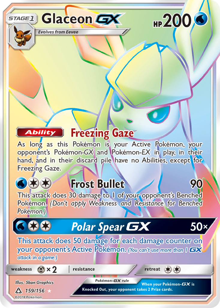Glaceon GX Special Art uit SM5M Ultra Moon