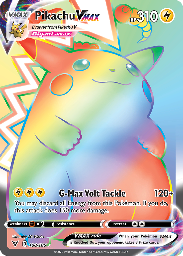 Pikachu VMAX Rainbow (Chonky Pikachu) from S4 Amazing Volt Tackle — artwork by aky CG Works