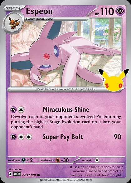 Espeon time-of-day card from 30th Celebration