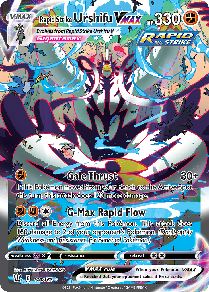 Rapid Strike Urshifu VMAX Rainbow Alt Art from S5R — artwork by KIYOTAKA OSHIYAMA