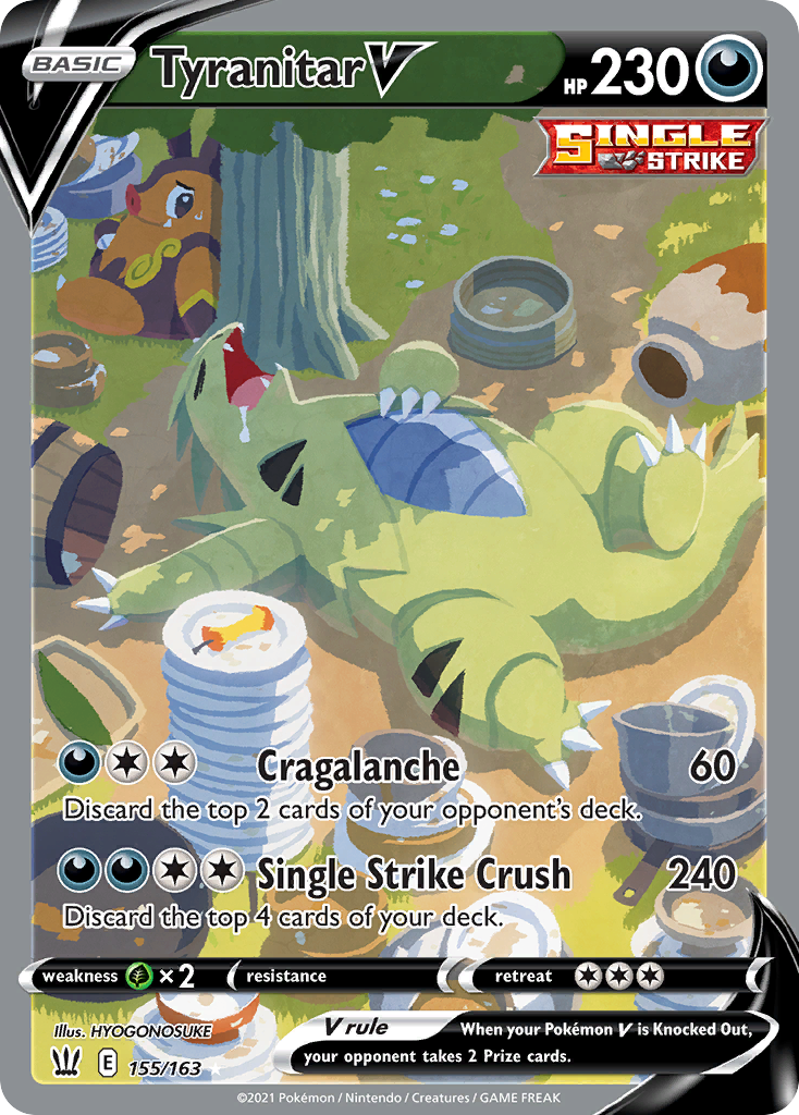 Arte alternativo de Tyranitar V de S5I Single Strike Master, ilustración de HYOGONOSUKE