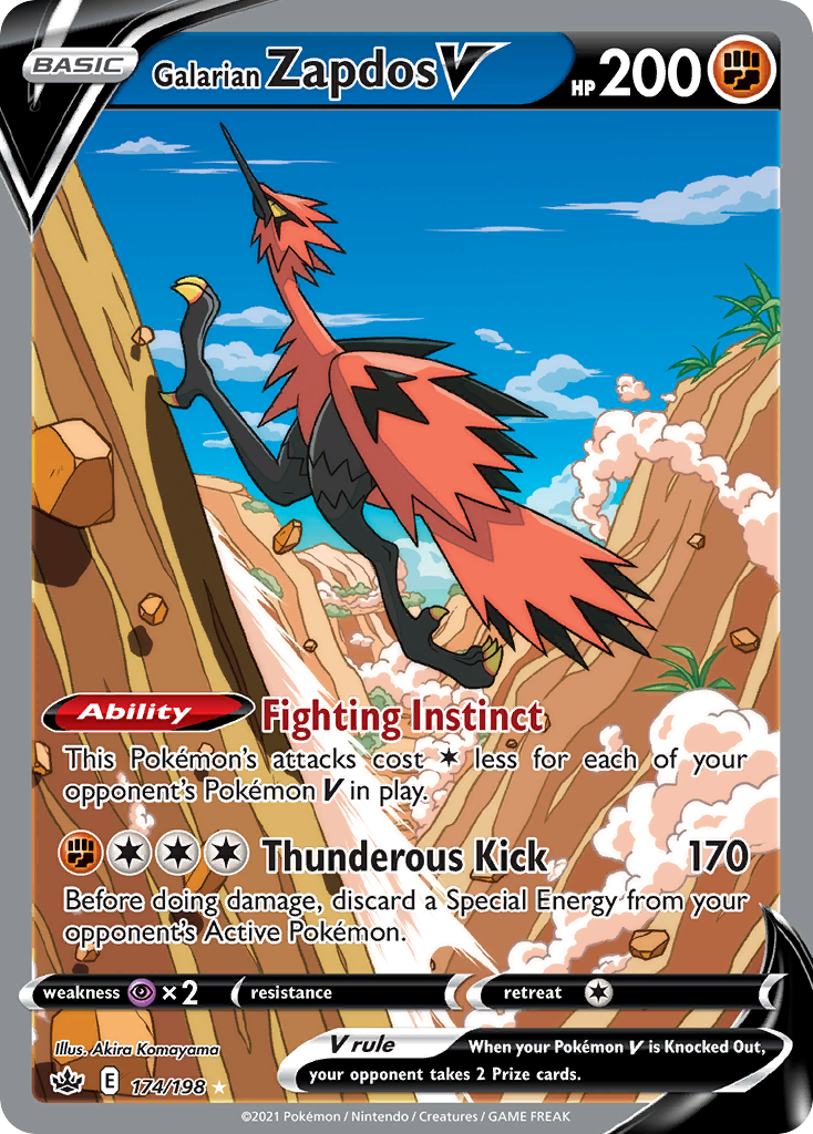 Arte alternativo de Zapdos V de Galar de Silver Lance de S6H, ilustración de Akira Komayama