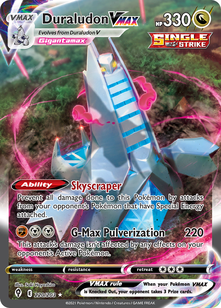 Arte alternativo especial de Duraludon VMAX de S7D Towering Perfection, obra de Saki Hayashiro