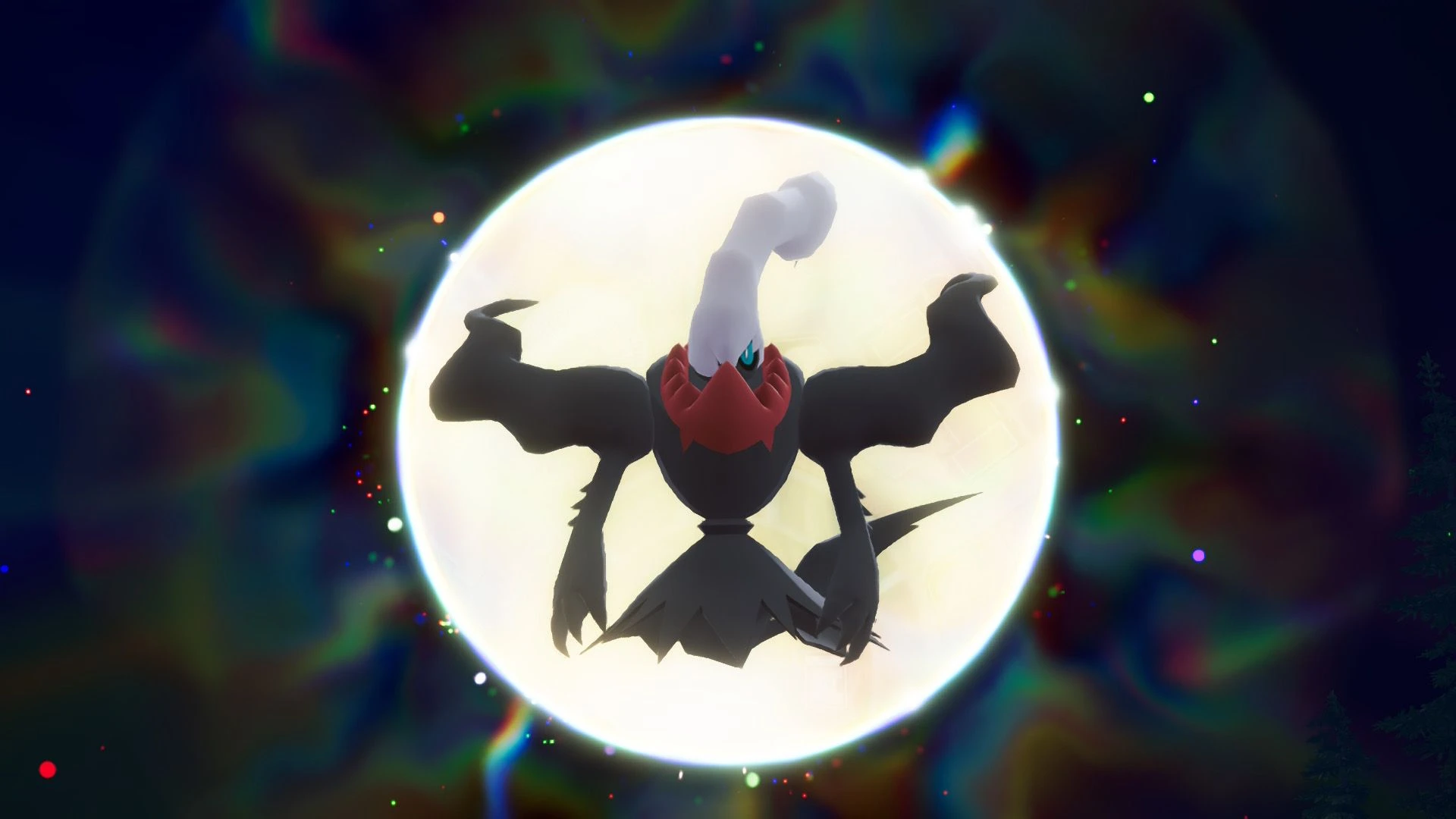 Mega Darkrai Phase 2 cinematic scene from Pokemon Legends Z-A showing nightmare abyss form