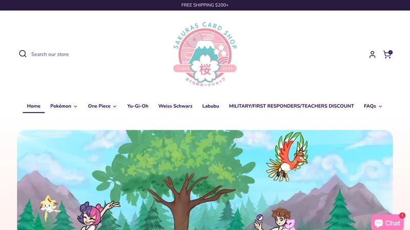 Sakuras Card Shop homepage — Japanese Pokemon card retailer with 3200+ reviews