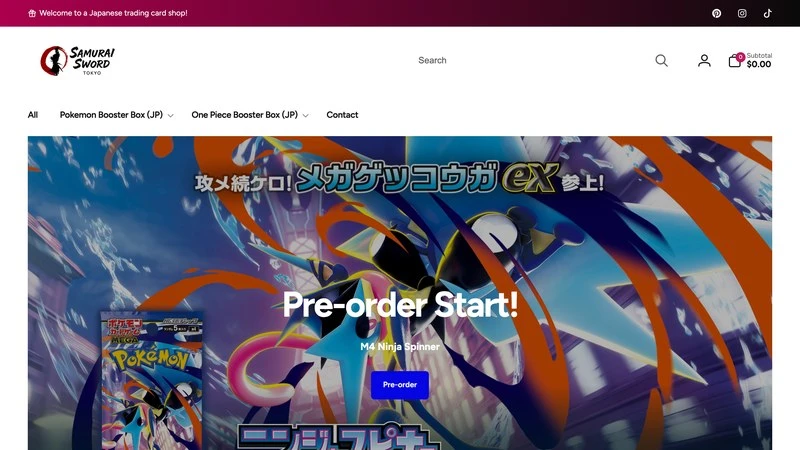 Samurai Sword INC homepage — Japanese Pokemon card booster box shop