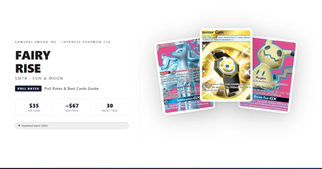 SM7B Fairy Rise booster box with Alolan Ninetales GX and fairy-type Pokemon