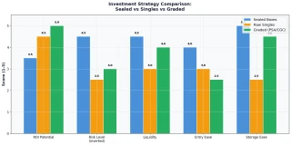 Chart comparing ROI, risk, and liquidity of sealed vs singles vs graded Pokemon card investment strategies