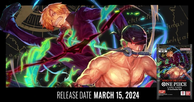 OP-06 Wings of the Captain booster box featuring Roronoa Zoro and Sanji - ONE PIECE CARD GAME
