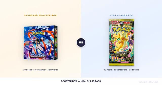 Japanese Pokemon standard booster box vs high class pack comparison