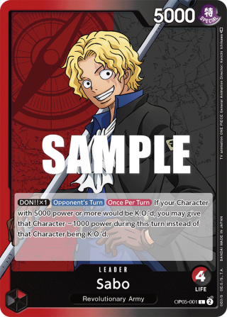 Sabo Leader card from OP-05 Awakening of the New Era