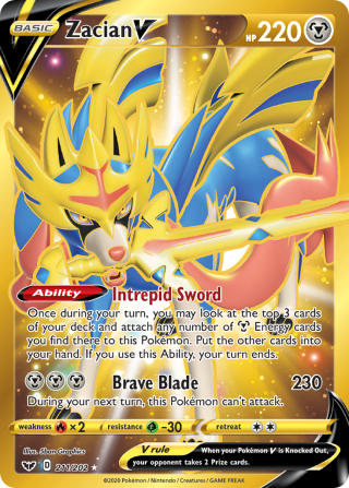 Zacian V Oro Secreto Raro de S1W Espada V