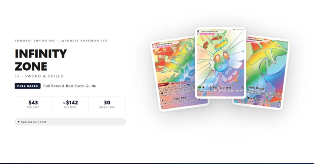 S3 Infinity Zone booster box with Eternatus VMAX Rainbow and Butterfree VMAX