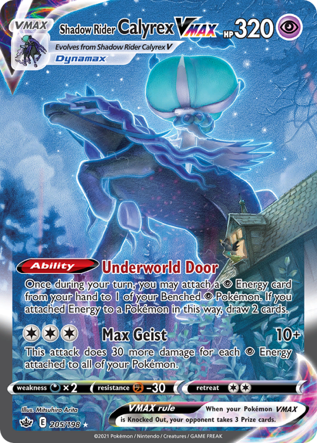 Shadow Rider Calyrex VMAX Alt Art from S6K Jet-Black Geist — artwork by Mitsuhiro Arita