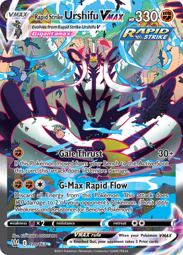 Rapid Strike Urshifu VMAX Rainbow Alt Art from S5R — artwork by KIYOTAKA OSHIYAMA