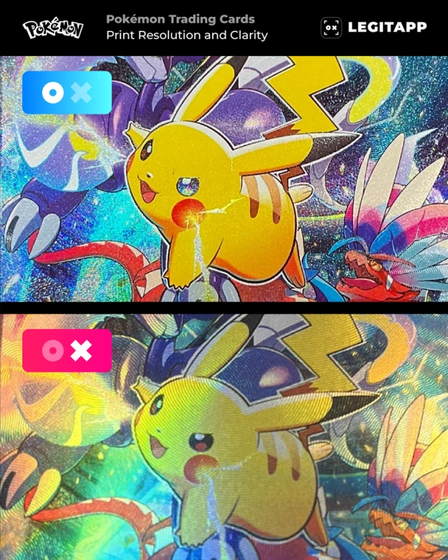 How to spot fake Japanese Pokemon cards — genuine vs counterfeit comparison showing texture, color, and print quality differences