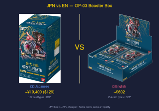 OP-03 Pillars of Strength Japanese and English booster box side by side comparison
